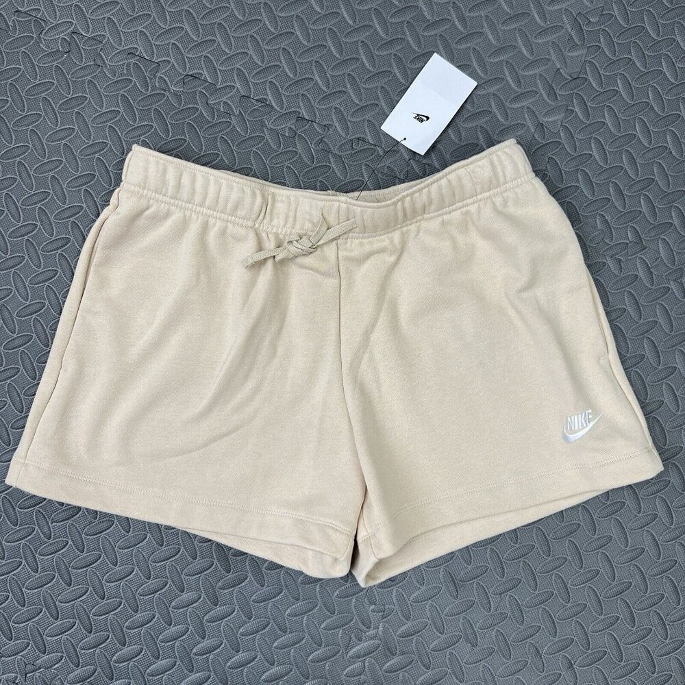 Nike Shorts Size Large Womens Cream Beige Club Fleece Mid Rise $50